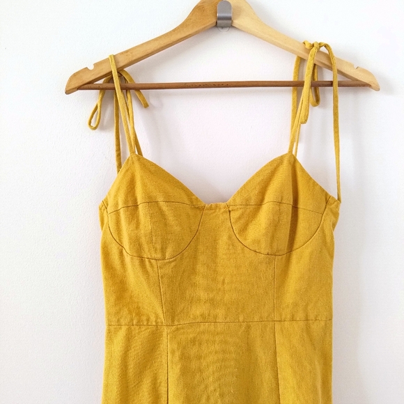 Golden turmeric cotton/linen dress (small) - Picture 2 of 6